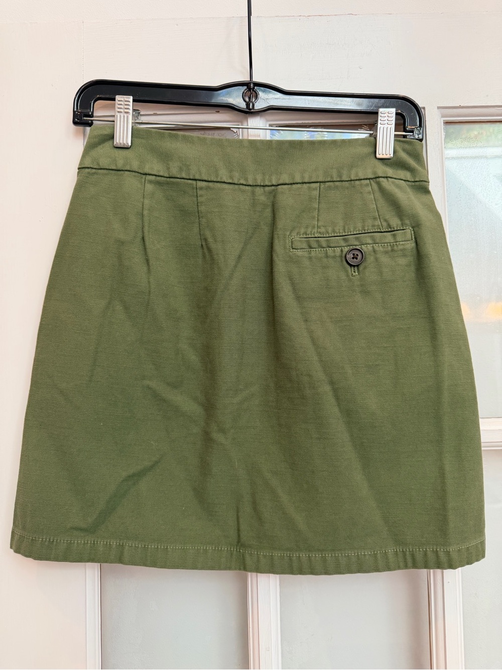 J. Crew Y2K Olive Army Green Cotton Twill Button Front Mini Skirt Size 00 XXS - Picture 5 of 11